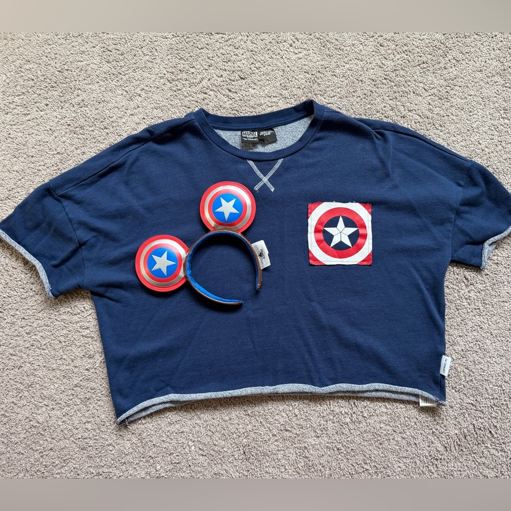 GUC Marvel Captain America Oversized XL shirt and matching Ears from Disneyland